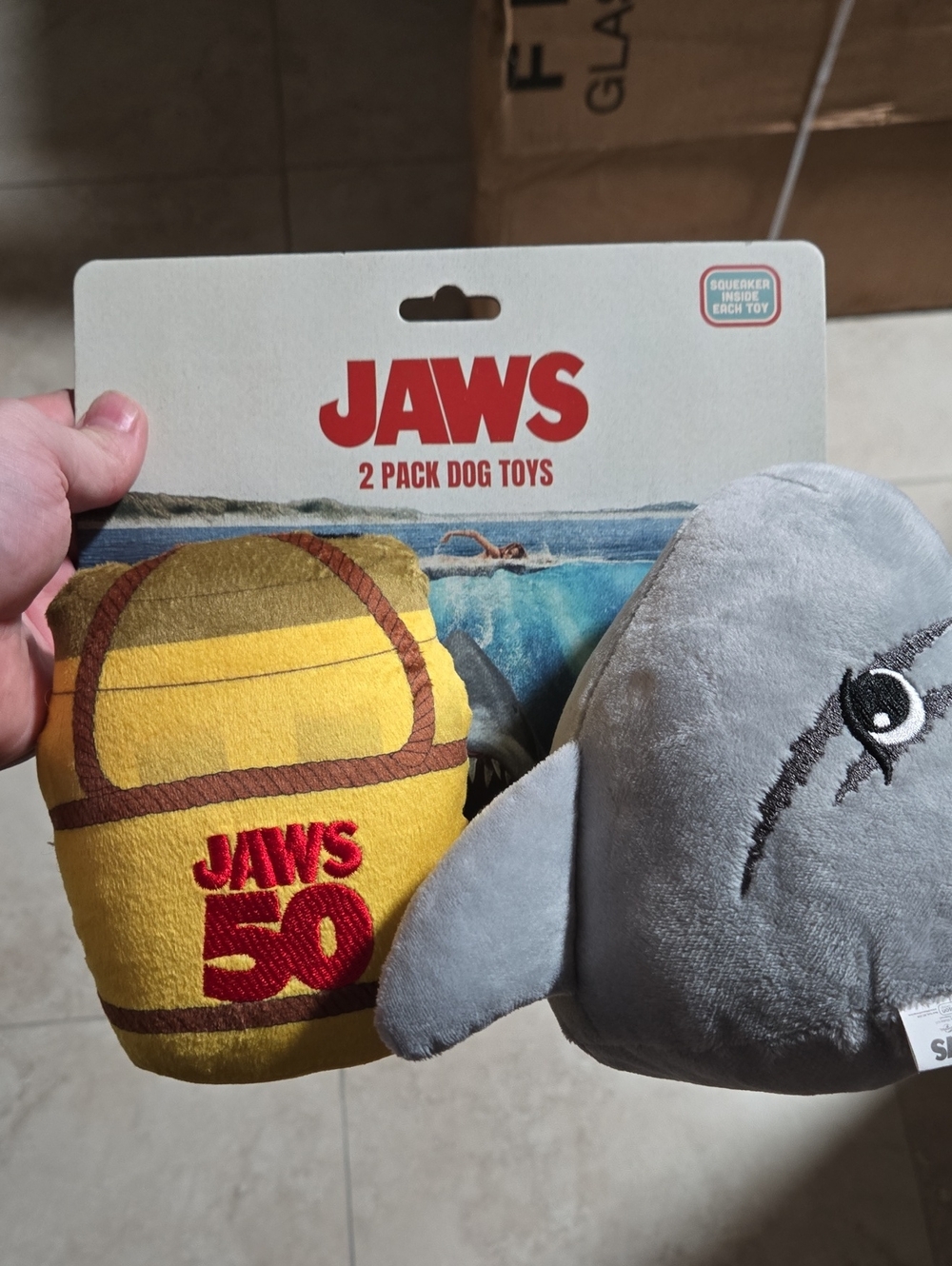 JAWS 2-Pack Dog Toys - Yellow Buoy & Gray Shark